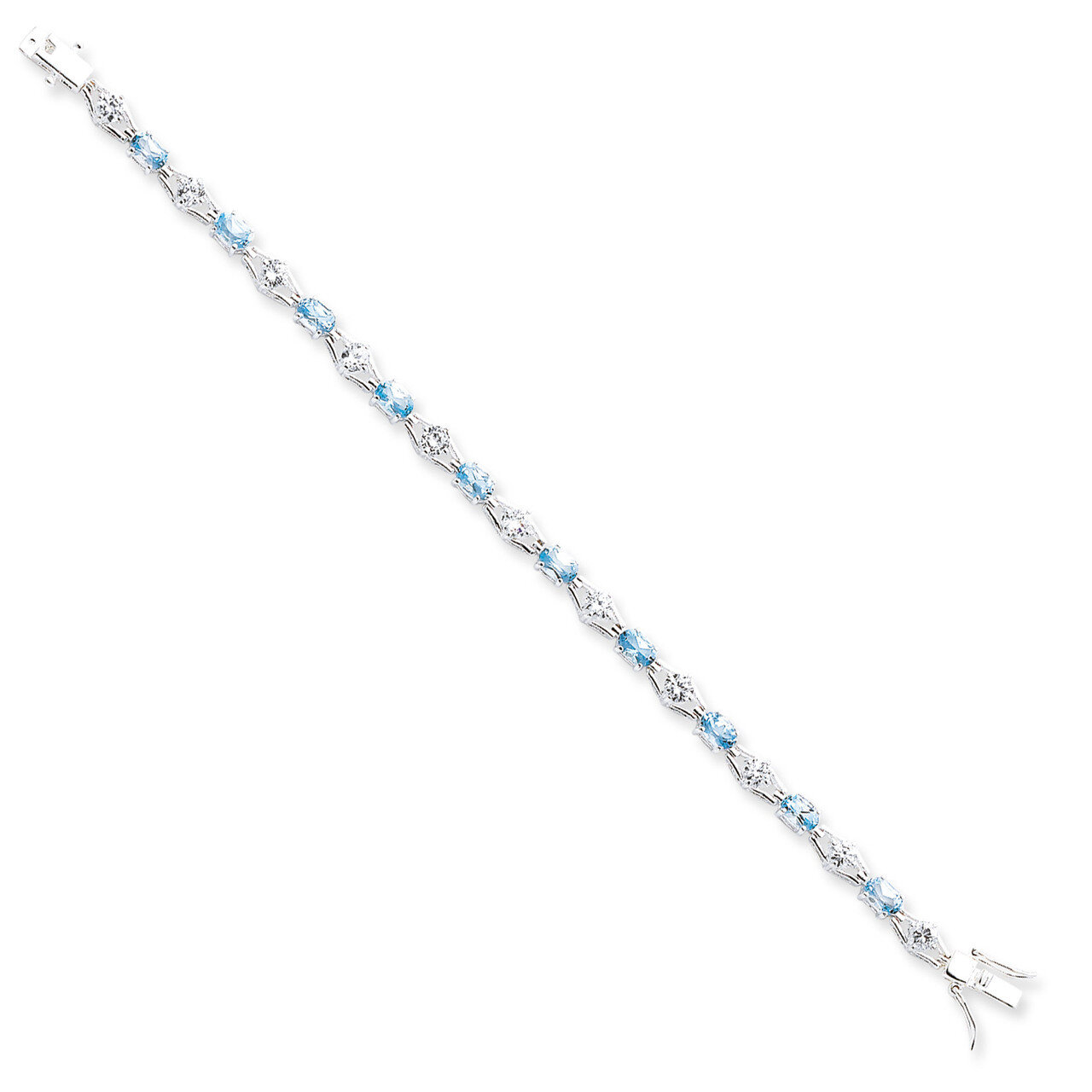 Blue Topaz &amp; Diamond Bracelet Sterling Silver QX151BT