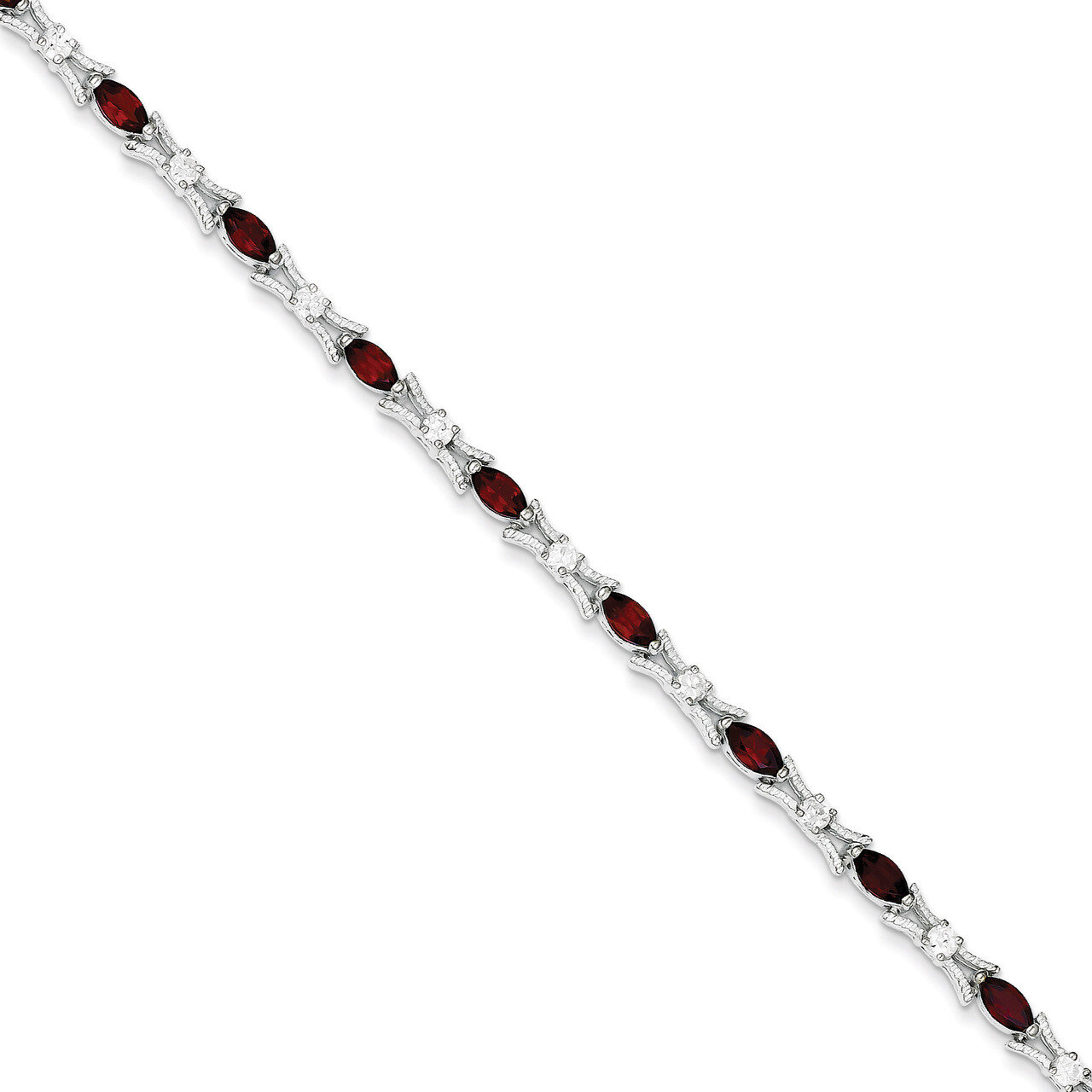 Garnet &amp; Diamond Bracelet Sterling Silver QX165GA, MPN: QX165GA, 815479015321