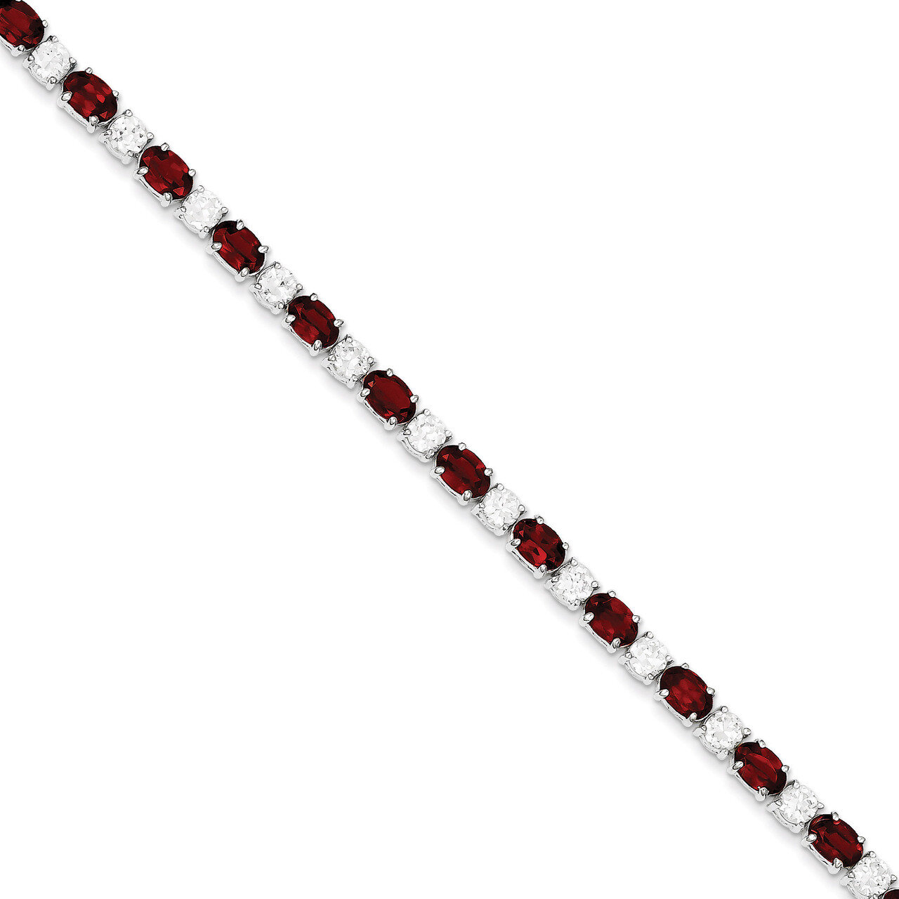 Garnet &amp; Diamond Bracelet Sterling Silver QX172GA, MPN: QX172GA, 815479015369