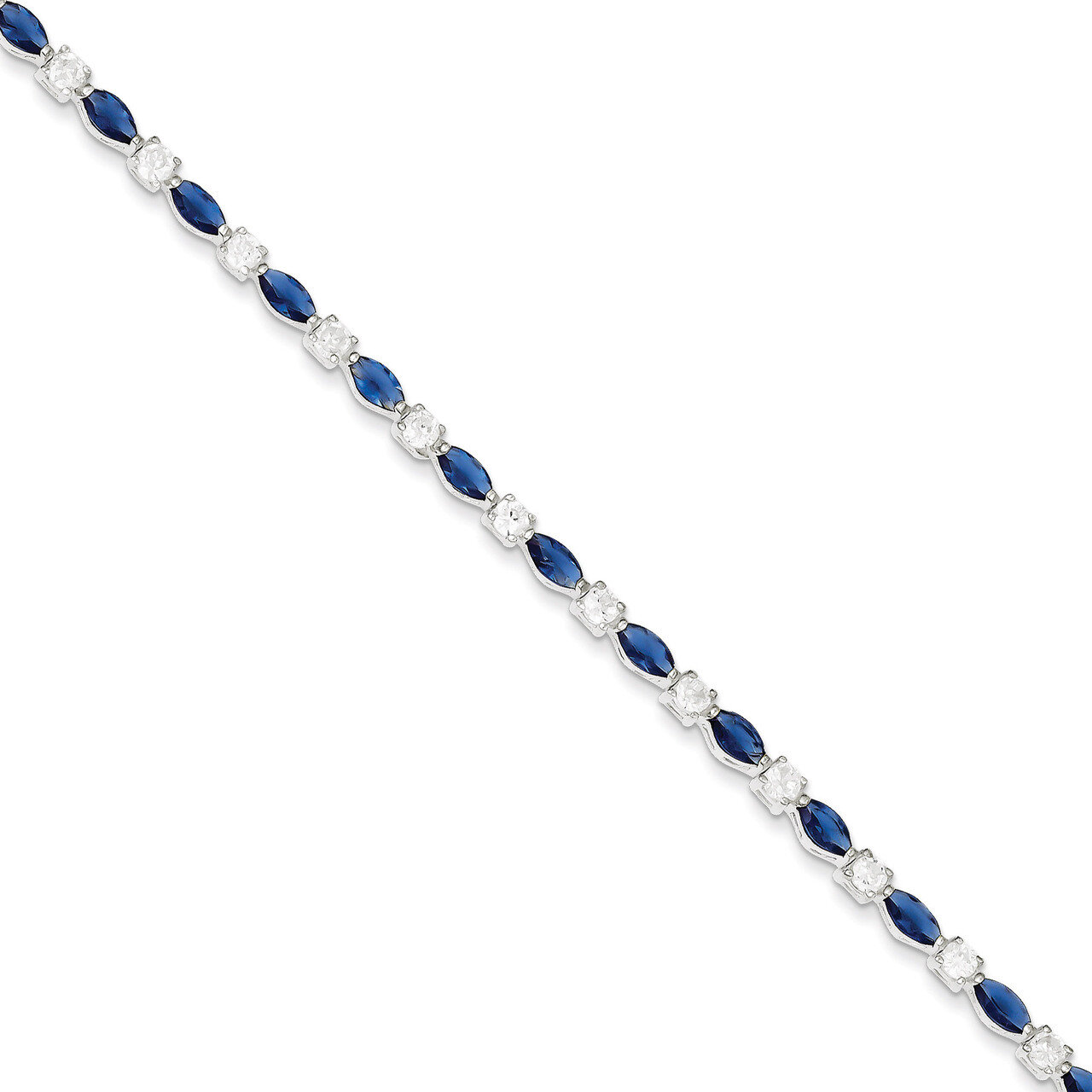 Blue and Clear Diamond Bracelet Sterling Silver QX206CZ, MPN: QX206CZ, 815479015574