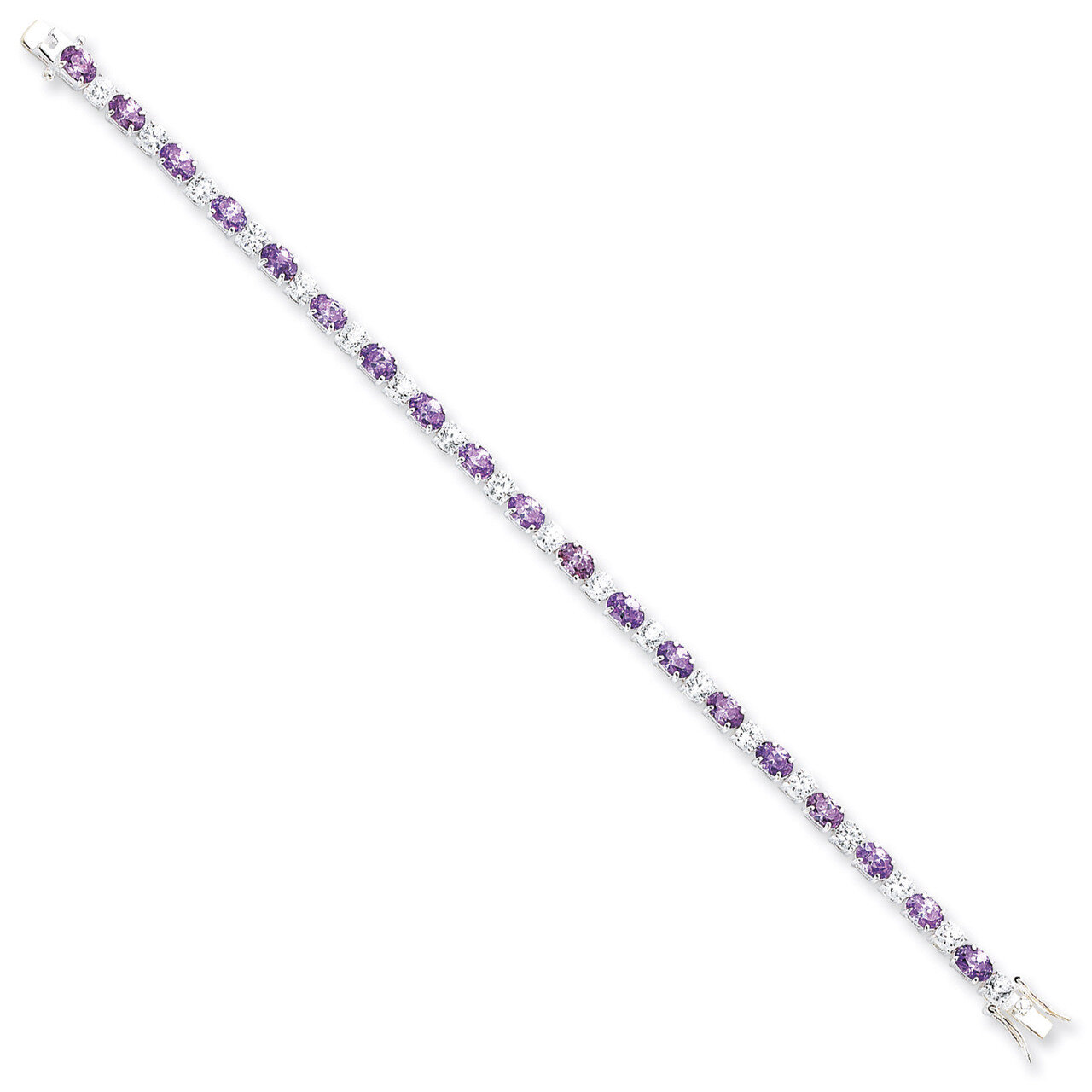 Purple &amp; Clear Diamond Bracelet Sterling Silver QX223CZ, MPN: QX223CZ, 815479015611