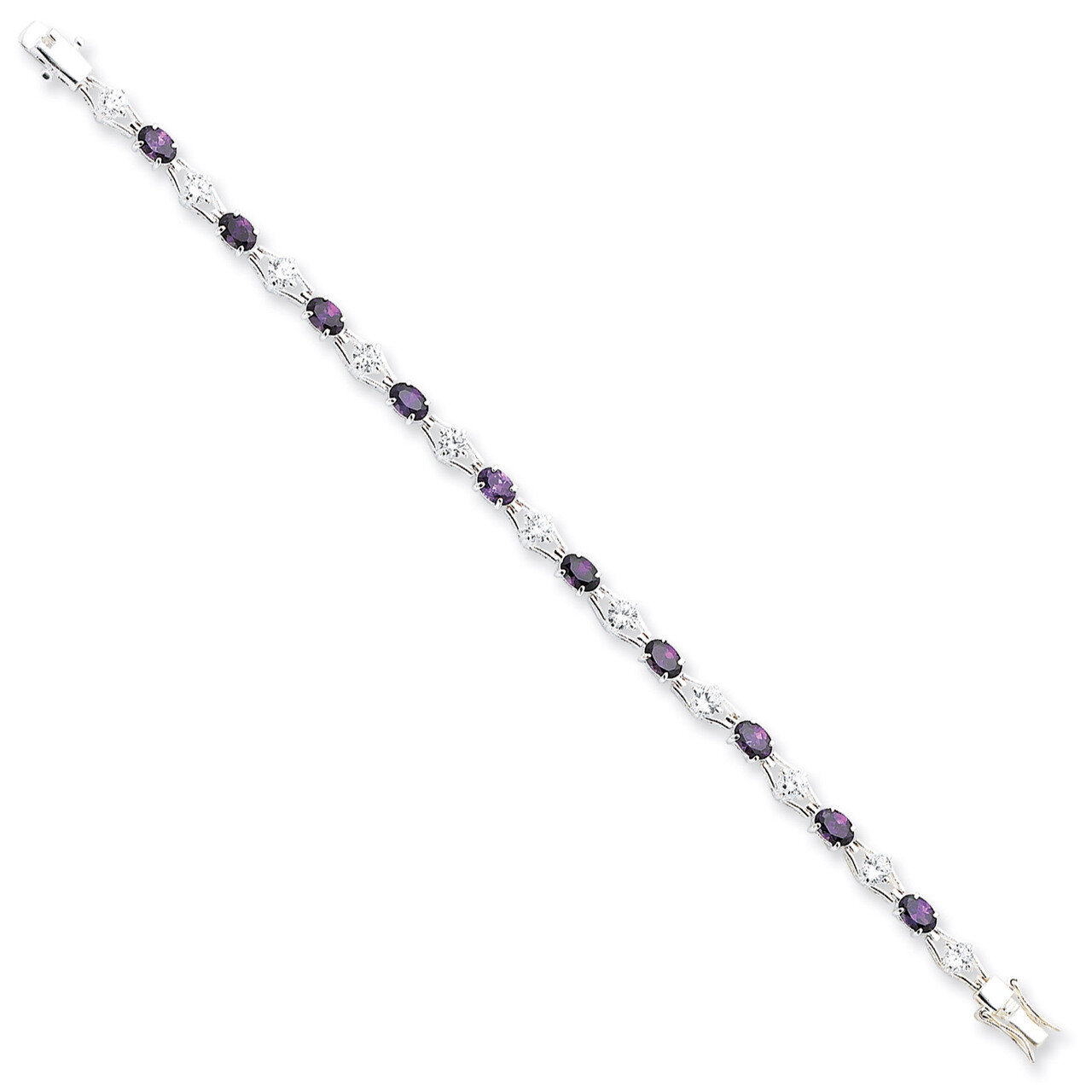 Purple &amp; Clear Diamond Bracelet Sterling Silver QX224CZ, MPN: QX224CZ, 815479015628