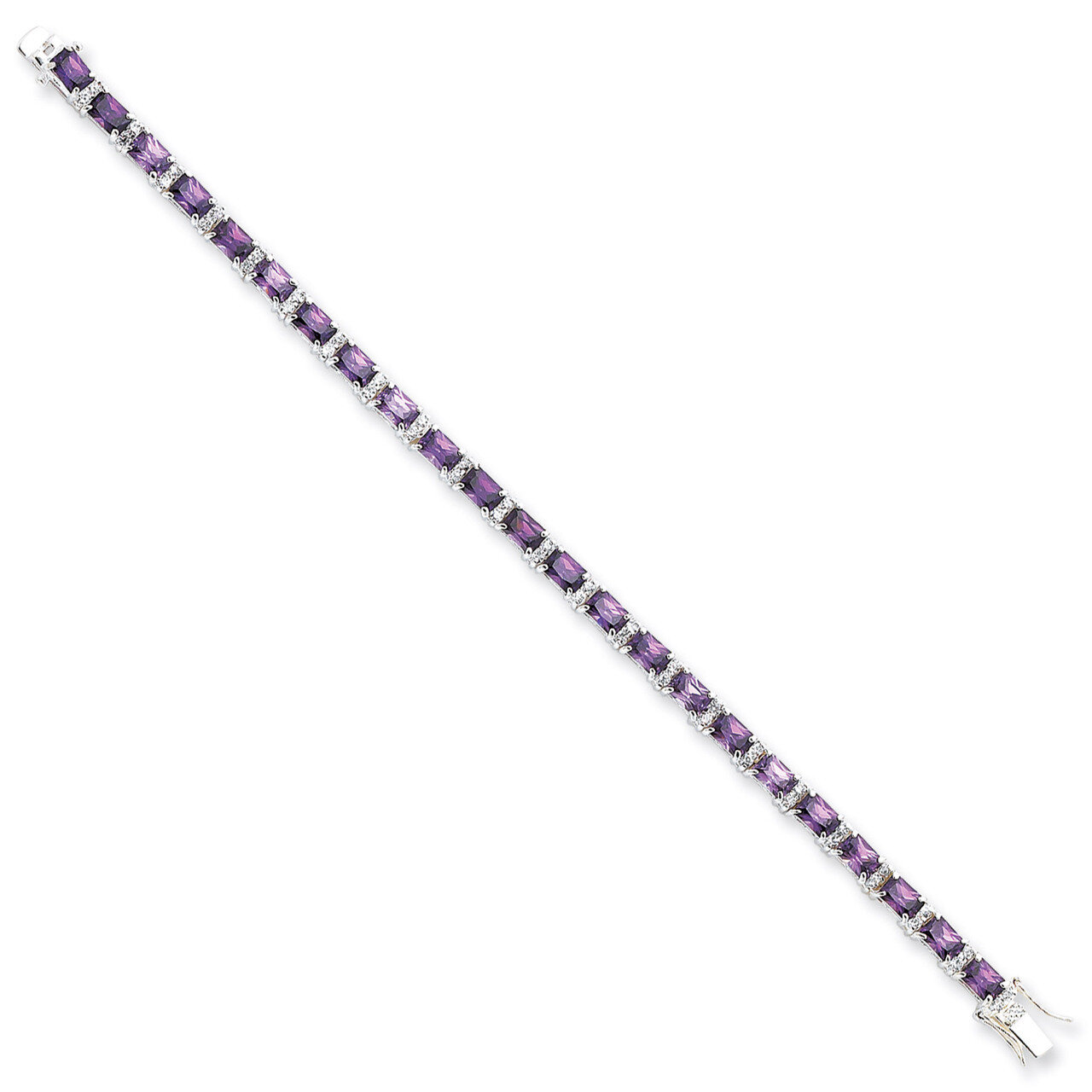 Purple &amp; Clear Diamond Bracelet Sterling Silver QX225CZ, MPN: QX225CZ, 815479015635