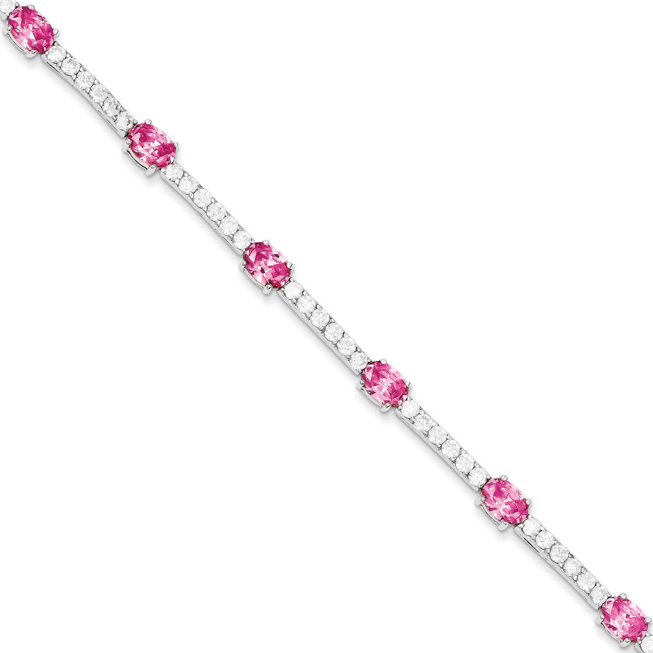 Pink and Clear Diamond Bracelet Sterling Silver QX422CZ, MPN: QX422CZ, 191101286018