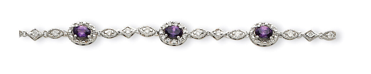Purple and Clear Diamond Bracelet Sterling Silver QX433CZ, MPN: QX433CZ, 191101286032