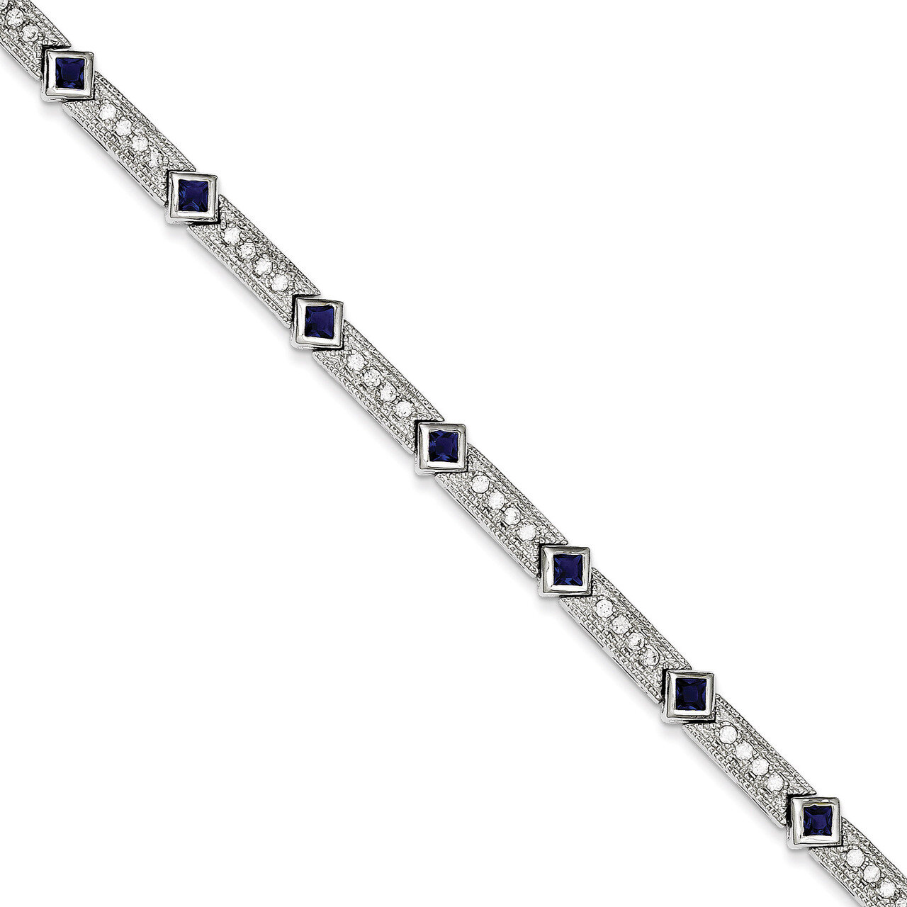 Blue and Clear Diamond Bracelet Sterling Silver QX436CZ