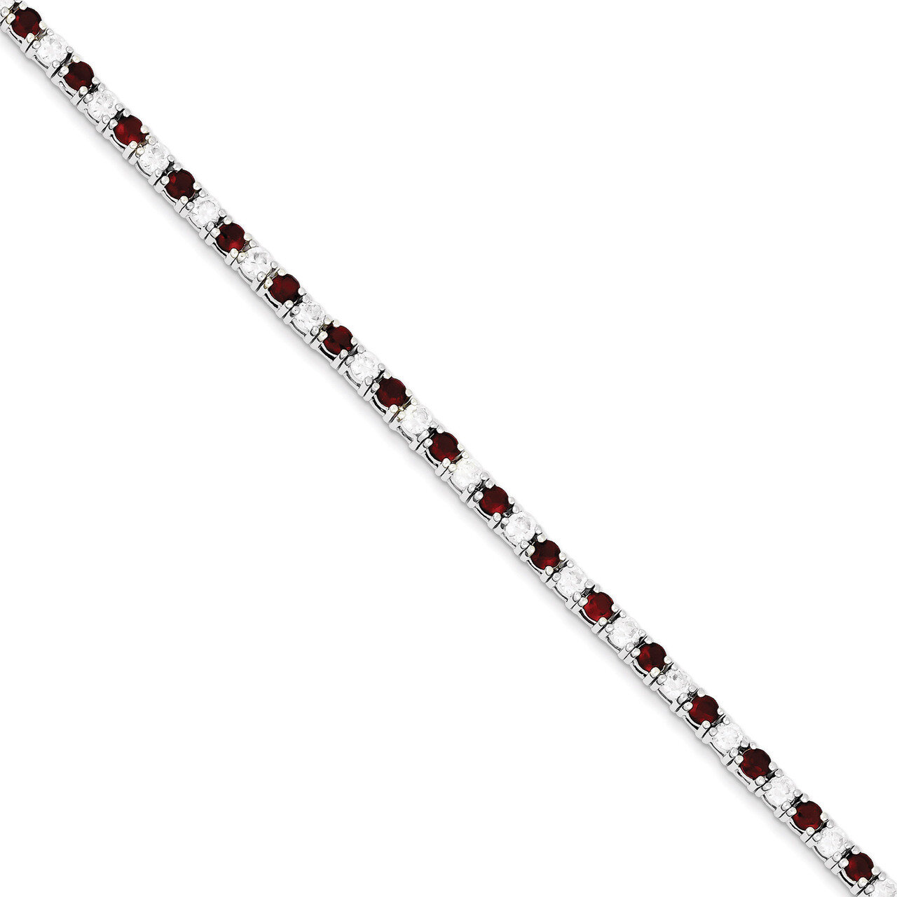 Red and White Diamond Bracelet Sterling Silver QX439CZ, MPN: QX439CZ, 883957261669