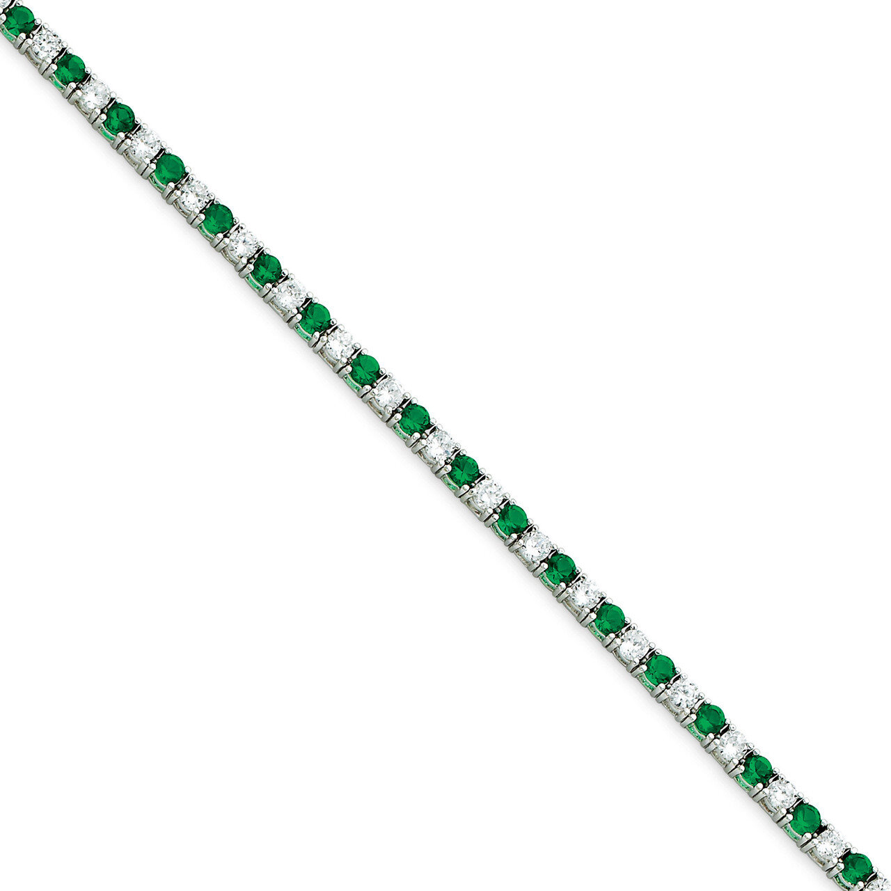 Green and White Diamond Bracelet Sterling Silver QX440CZ, MPN: QX440CZ, 883957261676