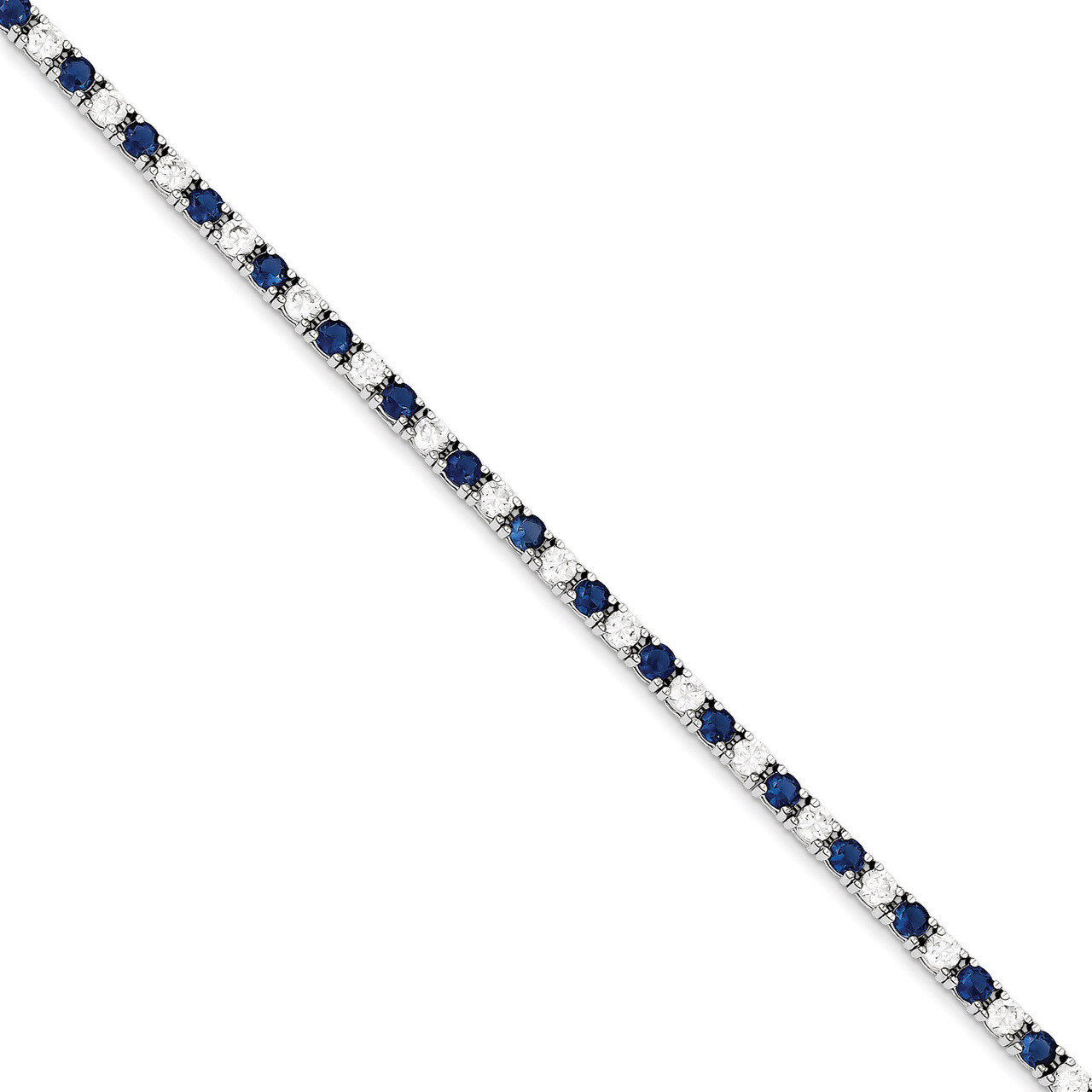 Blue and Clear Diamond Bracelet Sterling Silver QX441CZ, MPN: QX441CZ, 883957261683