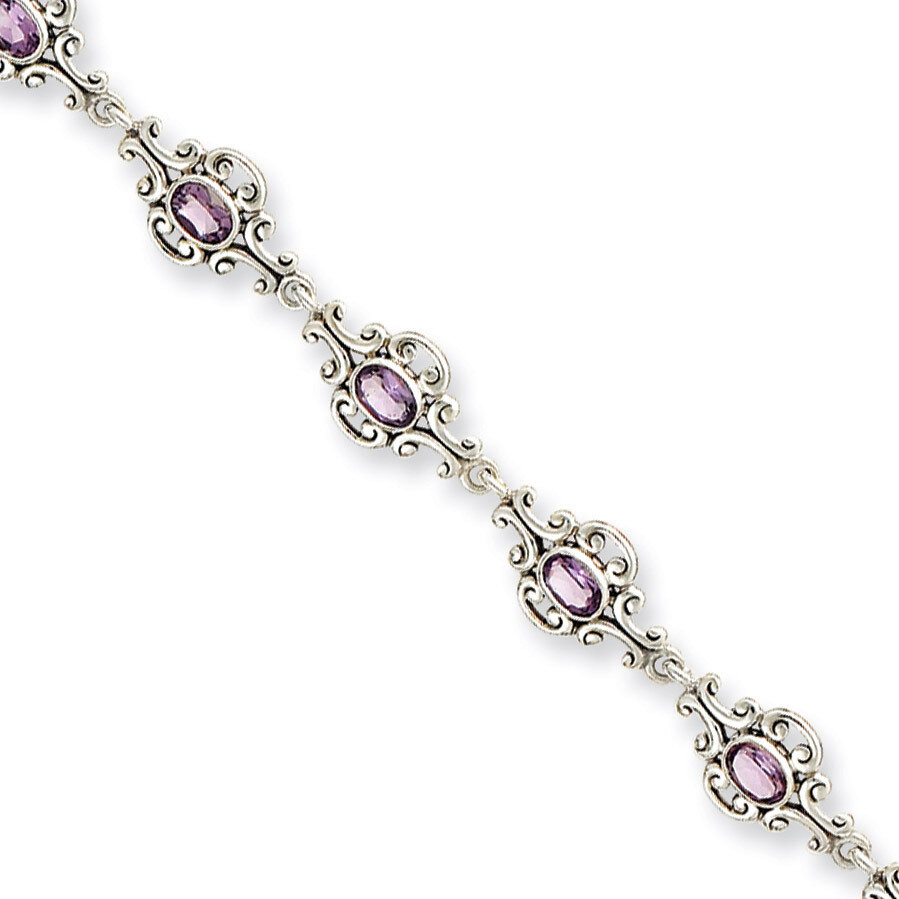 Amethyst Bracelet Sterling Silver QX477AM, MPN: QX477AM, 191101369575