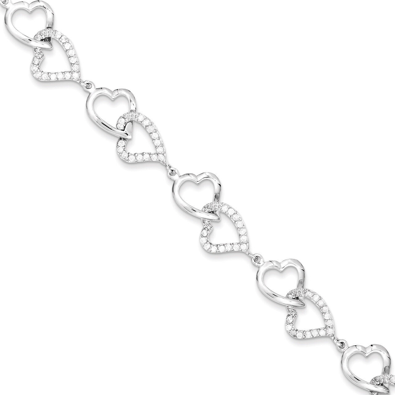 Heart Bracelet Sterling Silver Diamond QX541CZ, MPN: QX541CZ, 191101369728