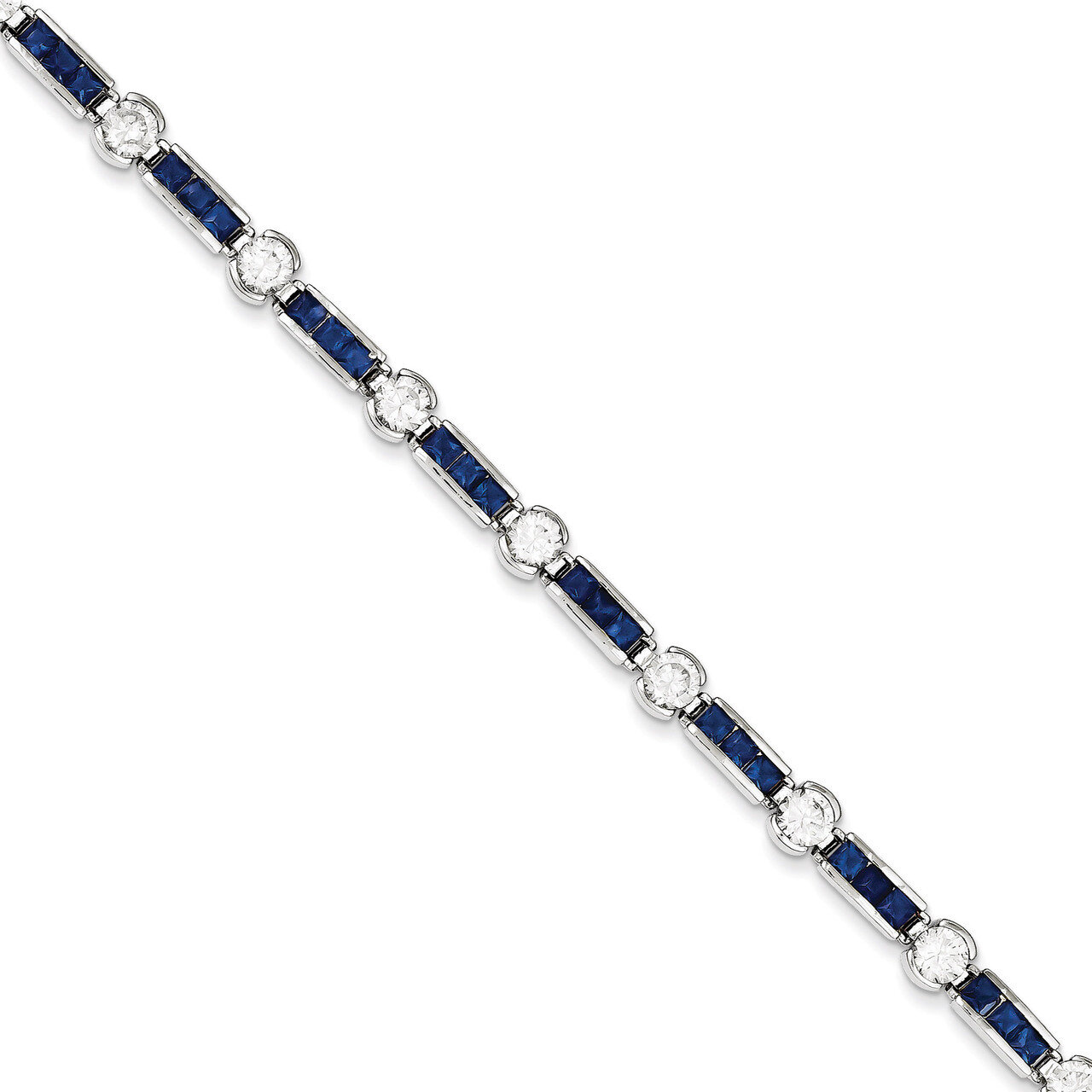 Blue and Clear Diamond Bracelet Sterling Silver QX631CZ