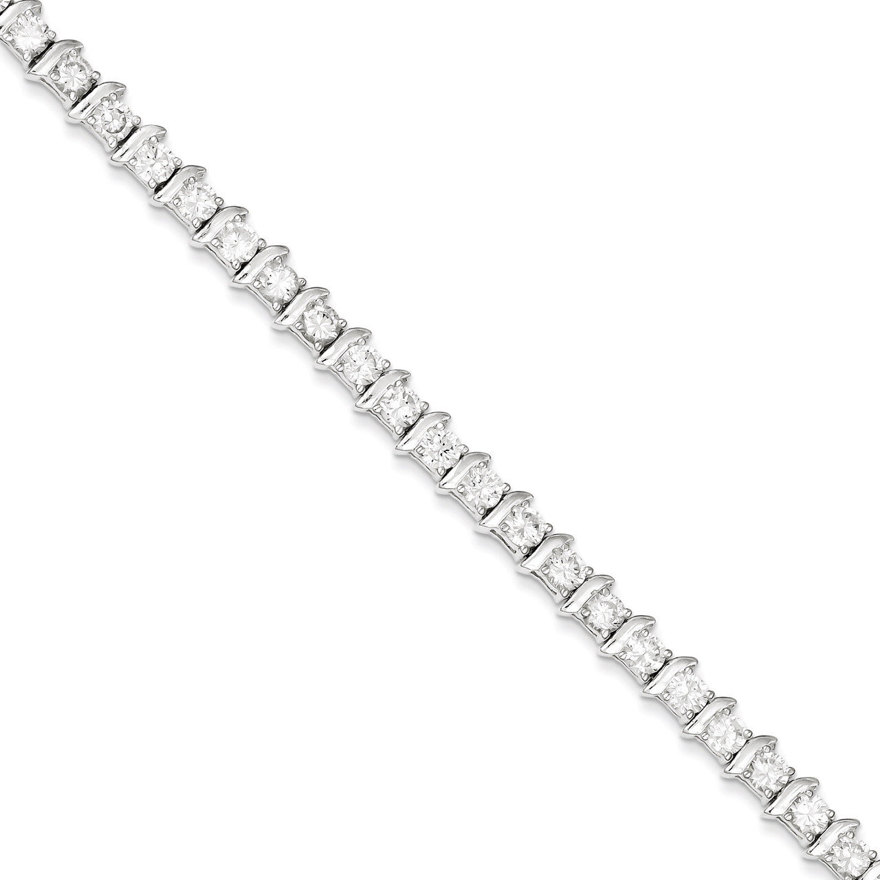 Diamond Fancy Polished Bracelet Sterling Silver QX767CZ, MPN: QX767CZ, 883957558356