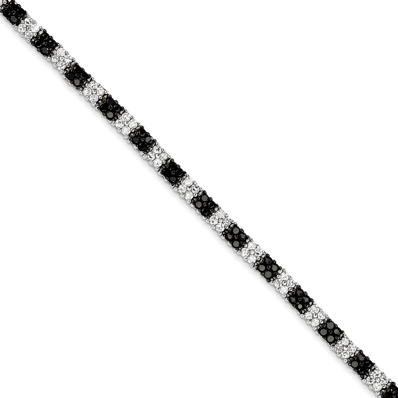 7in Black and White Diamond Tennis Bracelet Sterling Silver QX792CZ