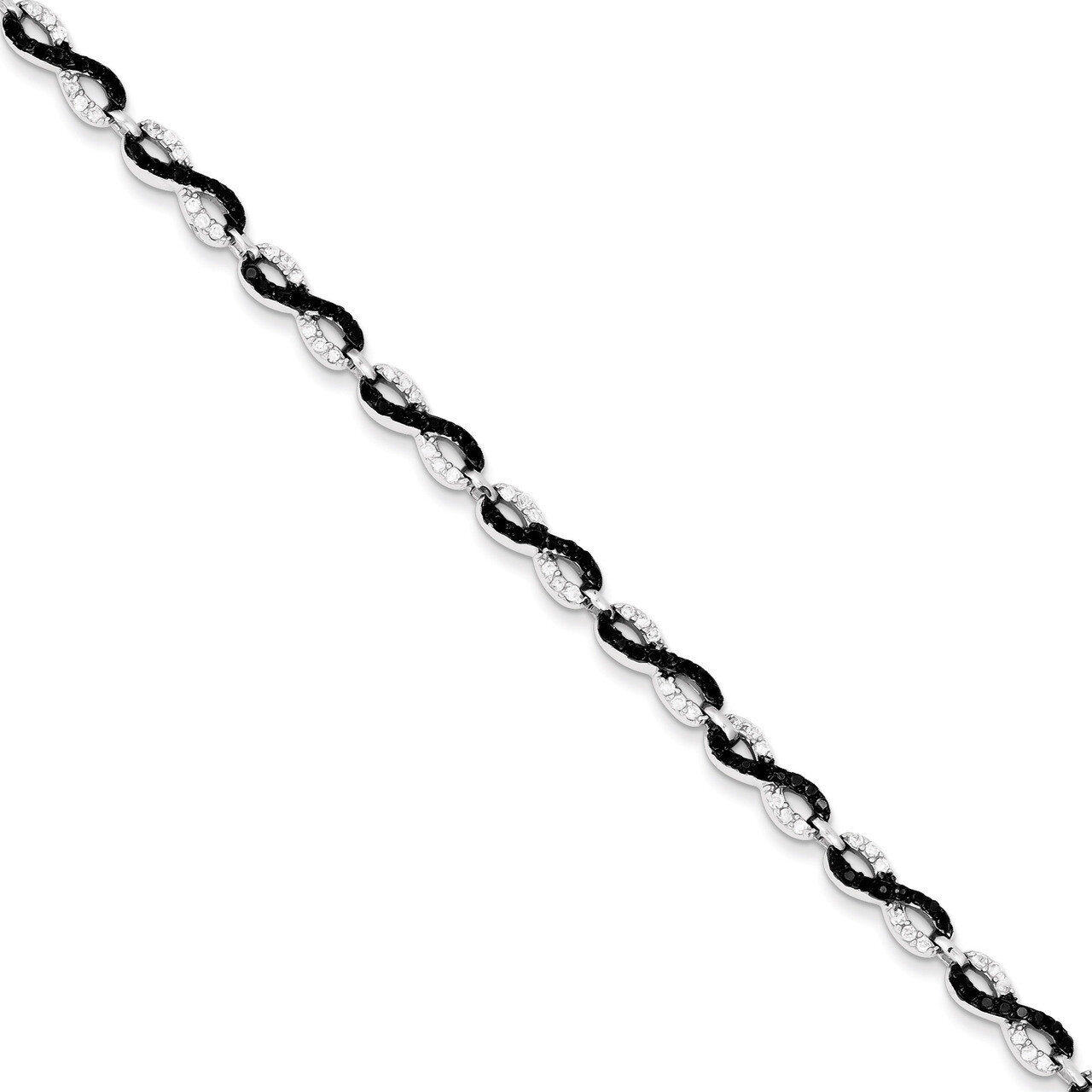 7.5in Black and White Diamond Small Link Bracelet Sterling Silver QX794CZ, MPN: QX794CZ, 8839575565…