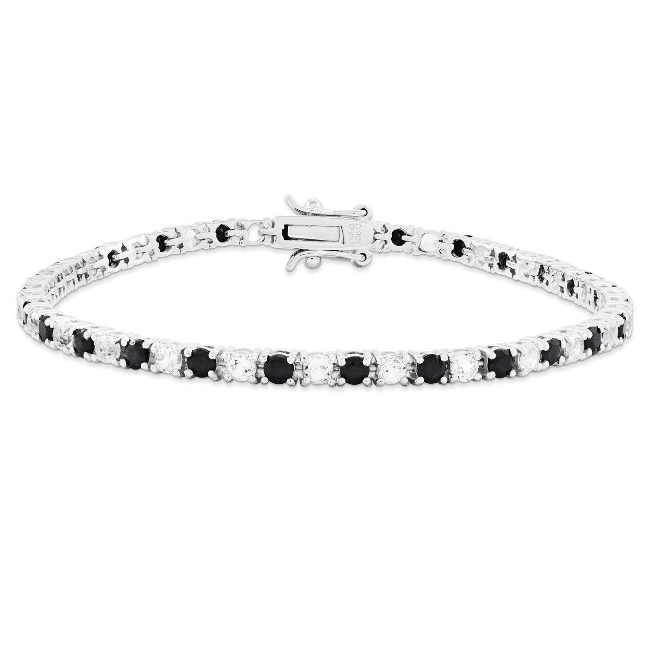 Sapphire &amp; White Topaz Tennis Bracelet Sterling Silver QX808S, MPN: QX808S, 886774647951