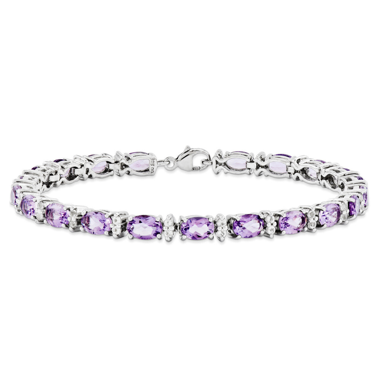 Amethyst &amp; White Topaz Bracelet Sterling Silver QX816AM, MPN: QX816AM, 883957441610