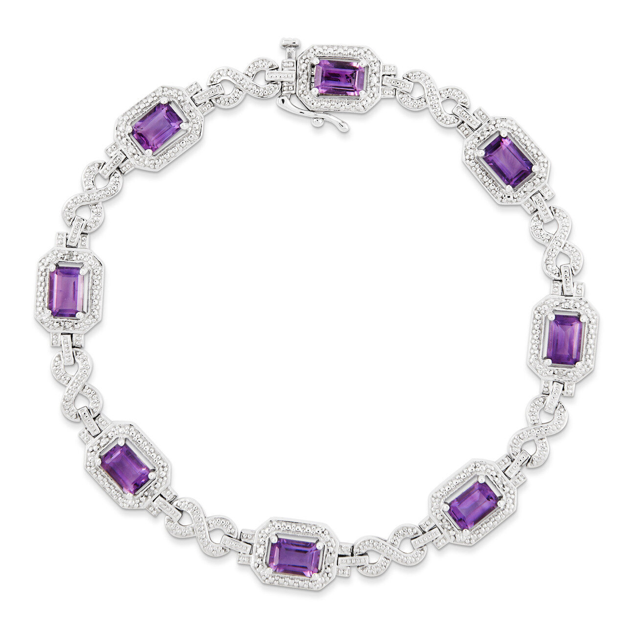 Amethyst Bracelet Diamond Sterling Silver QX818AM, MPN: QX818AM, 883957681047