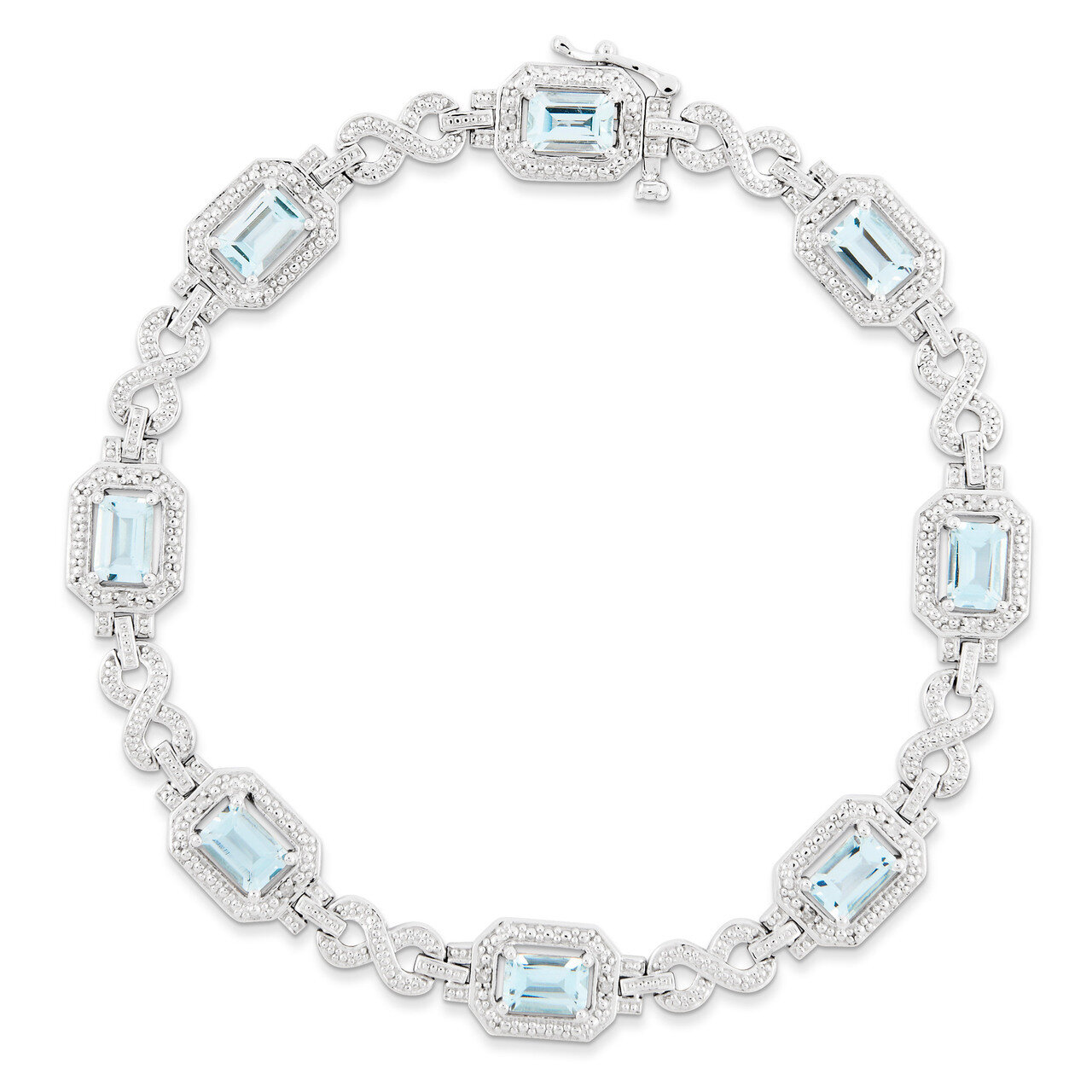 Light Swiss Blue Topaz Bracelet Diamond Sterling Silver QX818BT