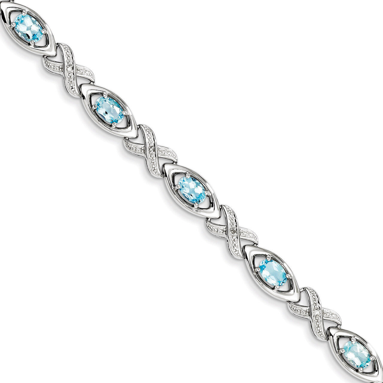 Light Swiss Blue Topaz Bracelet Diamond Sterling Silver QX820BT