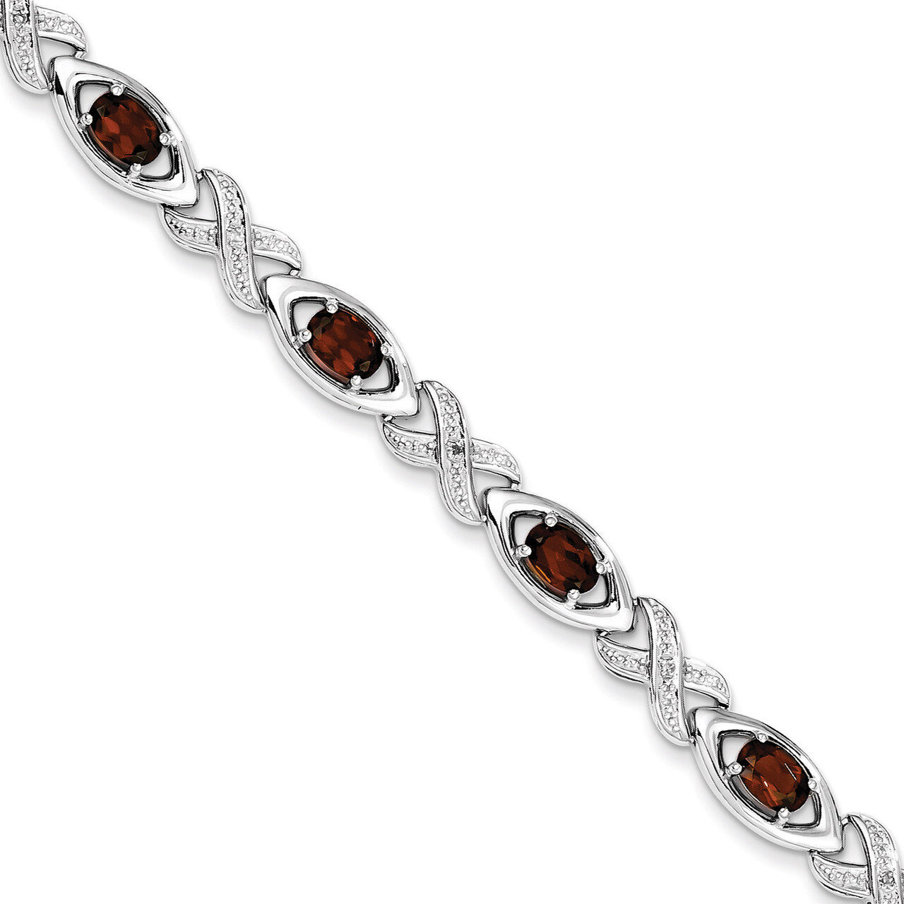 Garnet Bracelet Diamond Sterling Silver QX820GA, MPN: QX820GA, 883957409702