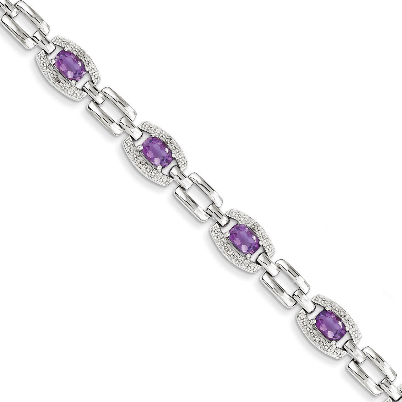 Amethyst Bracelet Diamond Sterling Silver QX821AM, MPN: QX821AM, 883957368597