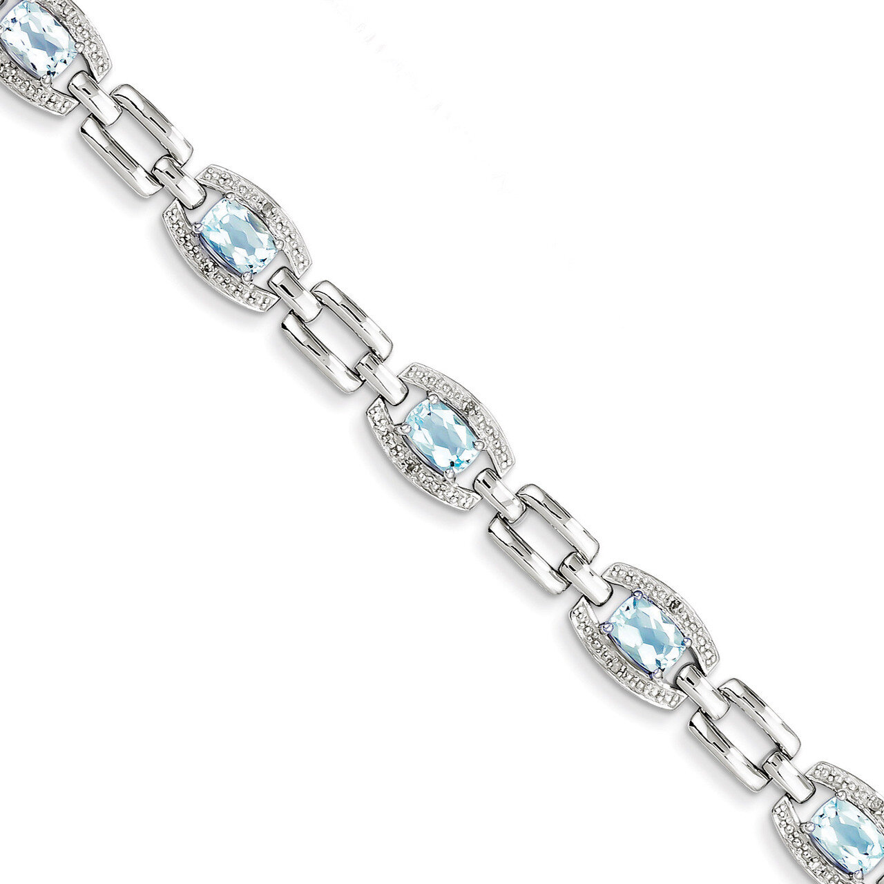 Light Swiss Blue Topaz Bracelet Diamond Sterling Silver QX821BT