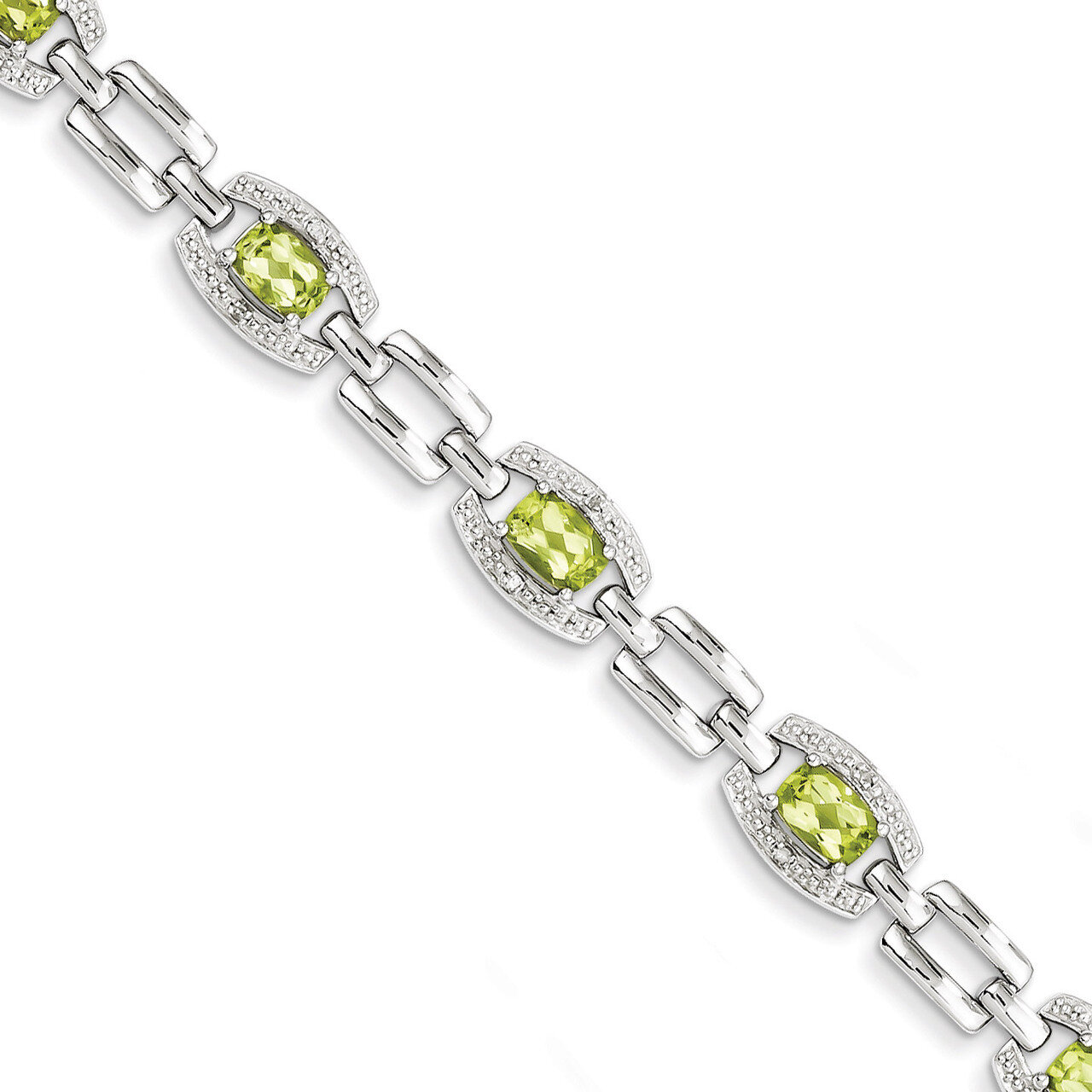 Peridot Bracelet Diamond Sterling Silver QX821PE, MPN: QX821PE, 883957441634