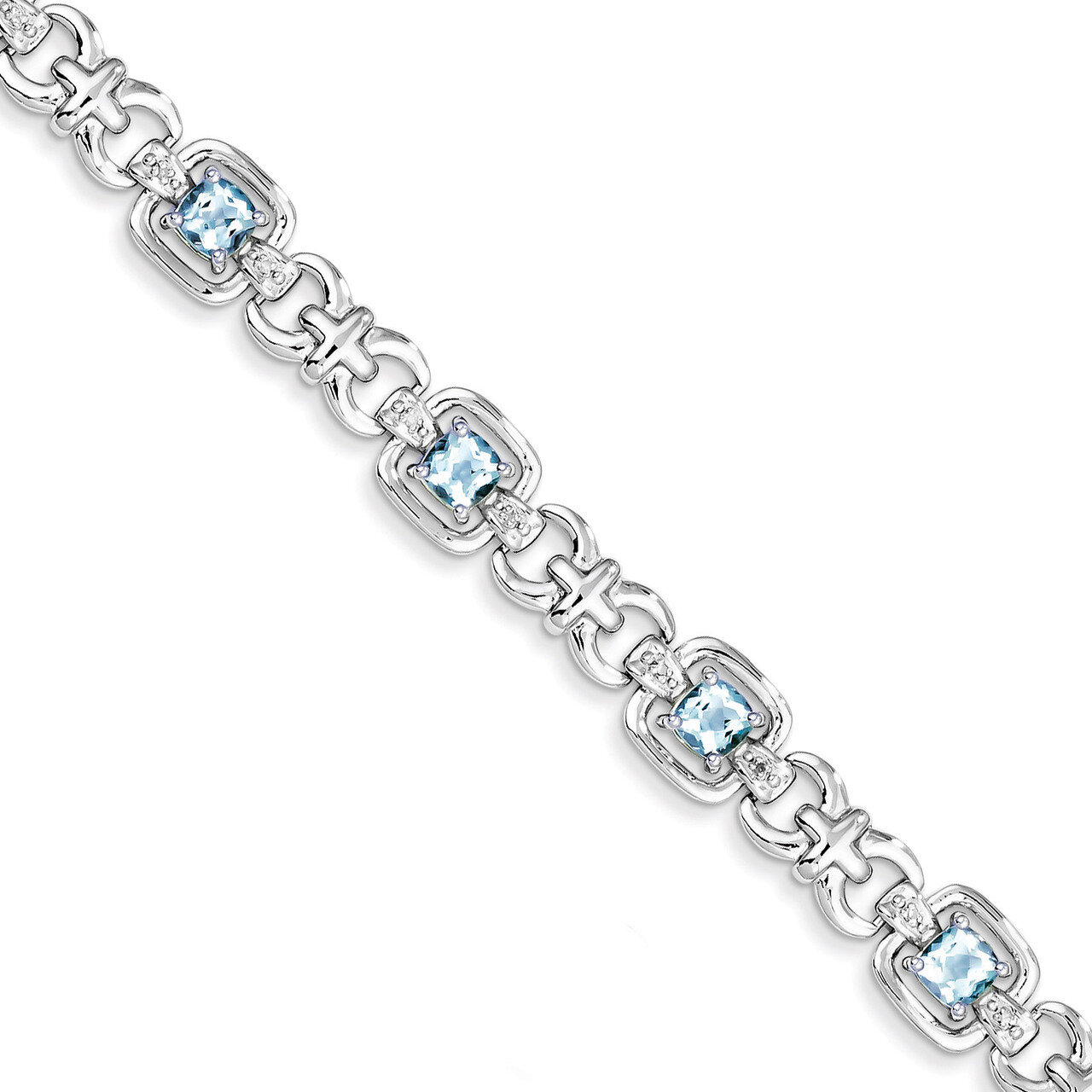 Light Swiss Blue Topaz Bracelet Diamond Sterling Silver QX822BT