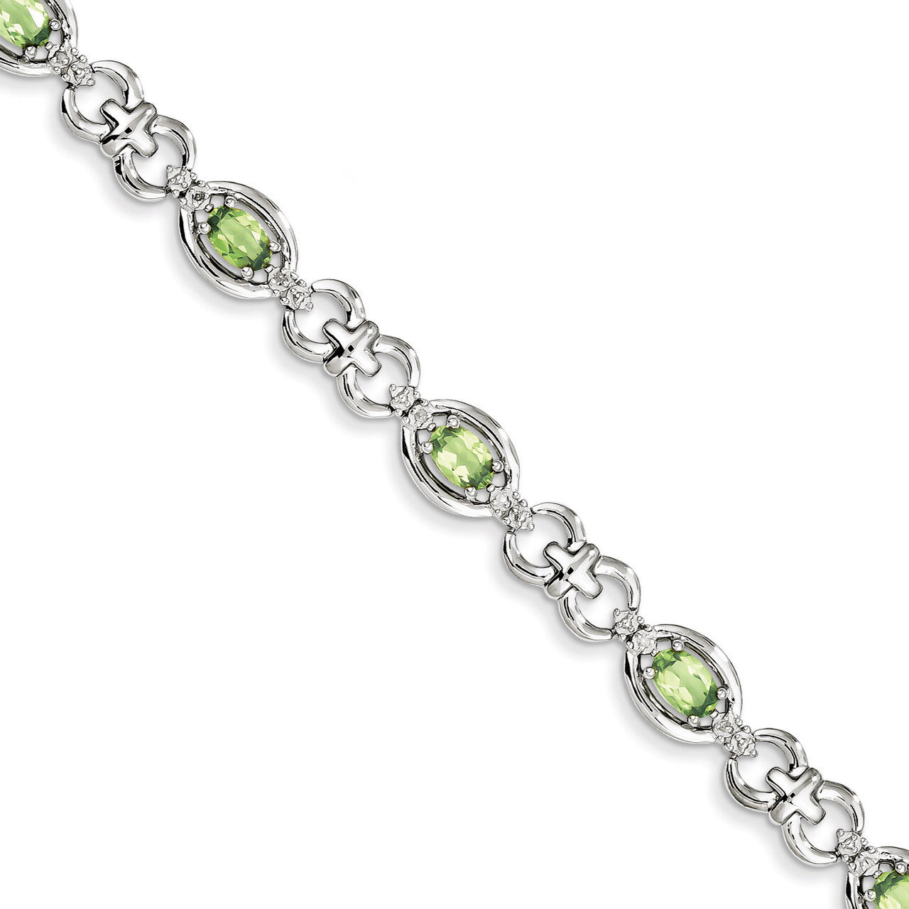 Peridot Bracelet Diamond Sterling Silver QX823PE, MPN: QX823PE, 883957368610