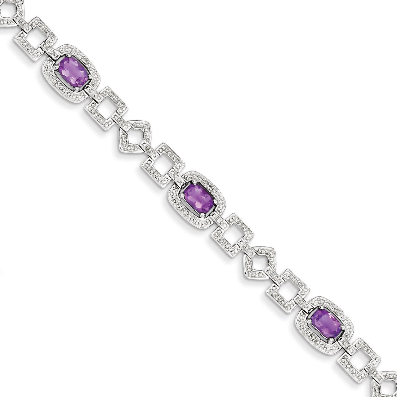 Amethyst Bracelet Diamond Sterling Silver QX825AM, MPN: QX825AM, 883957368634