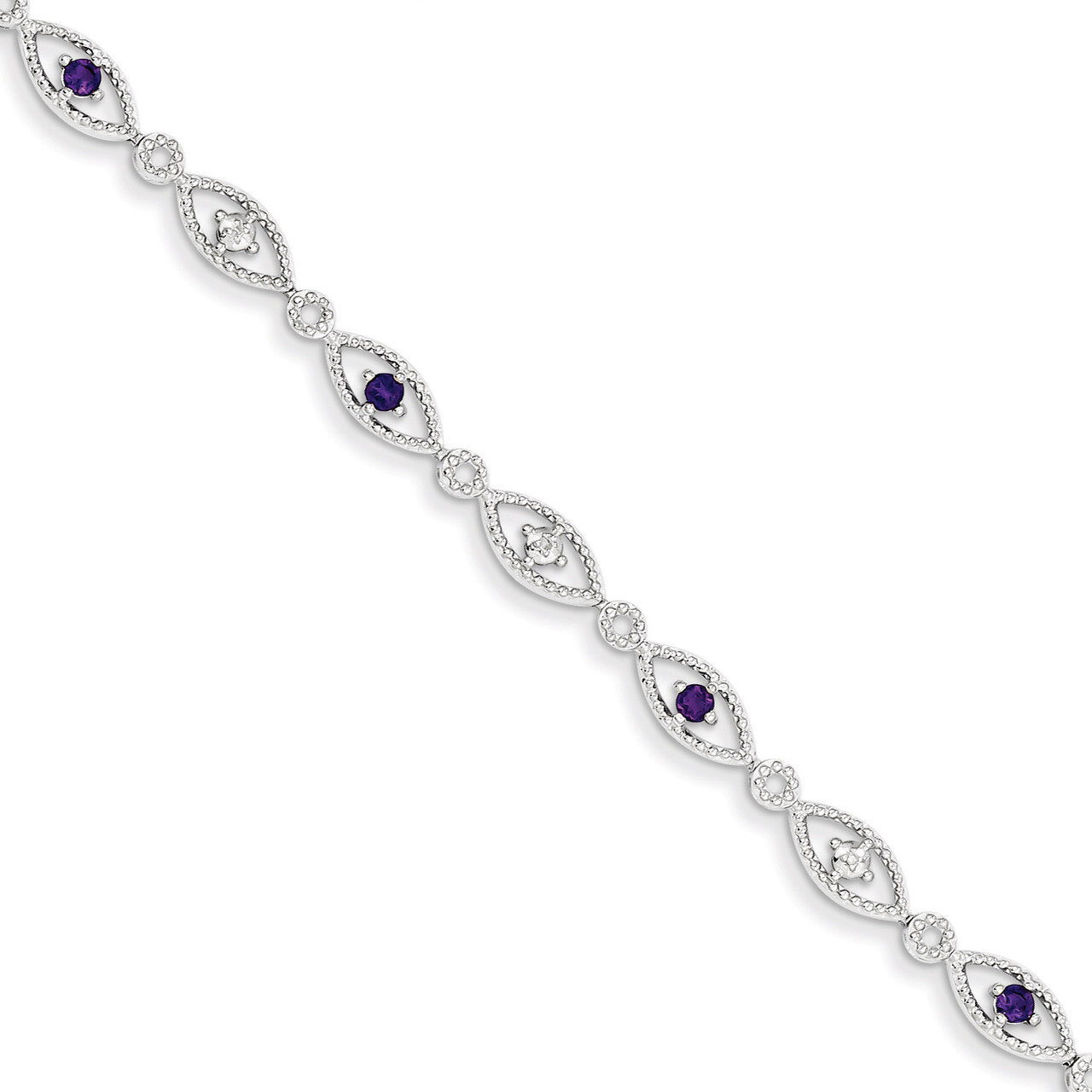 Amethyst Diamond Bracelet Sterling Silver QX828AM, MPN: QX828AM, 883957368672