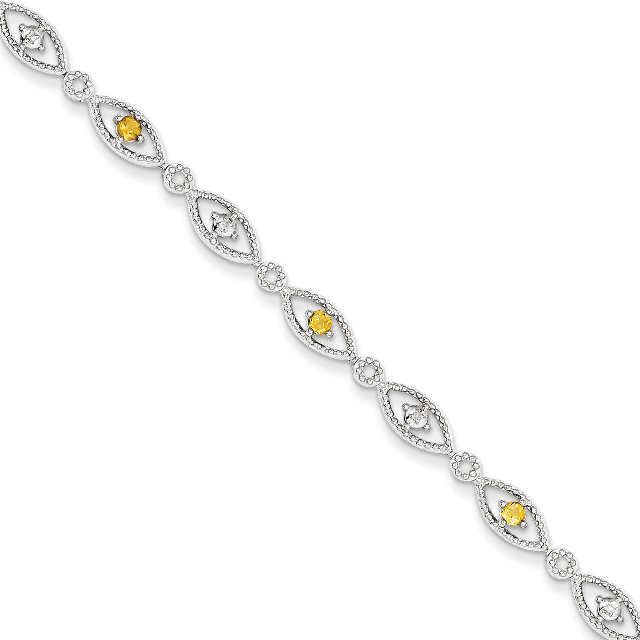 Citrine Diamond Bracelet Sterling Silver QX828CI, MPN: QX828CI, 883957409771