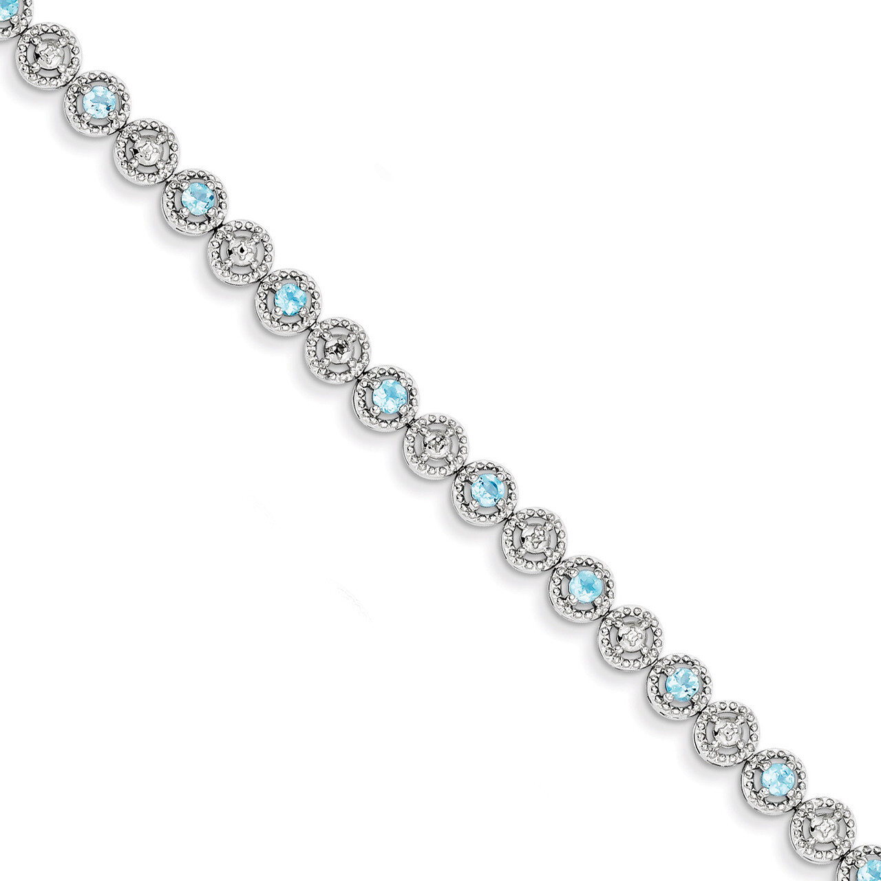 Blue Topaz Diamond Bracelet Sterling Silver QX829BT