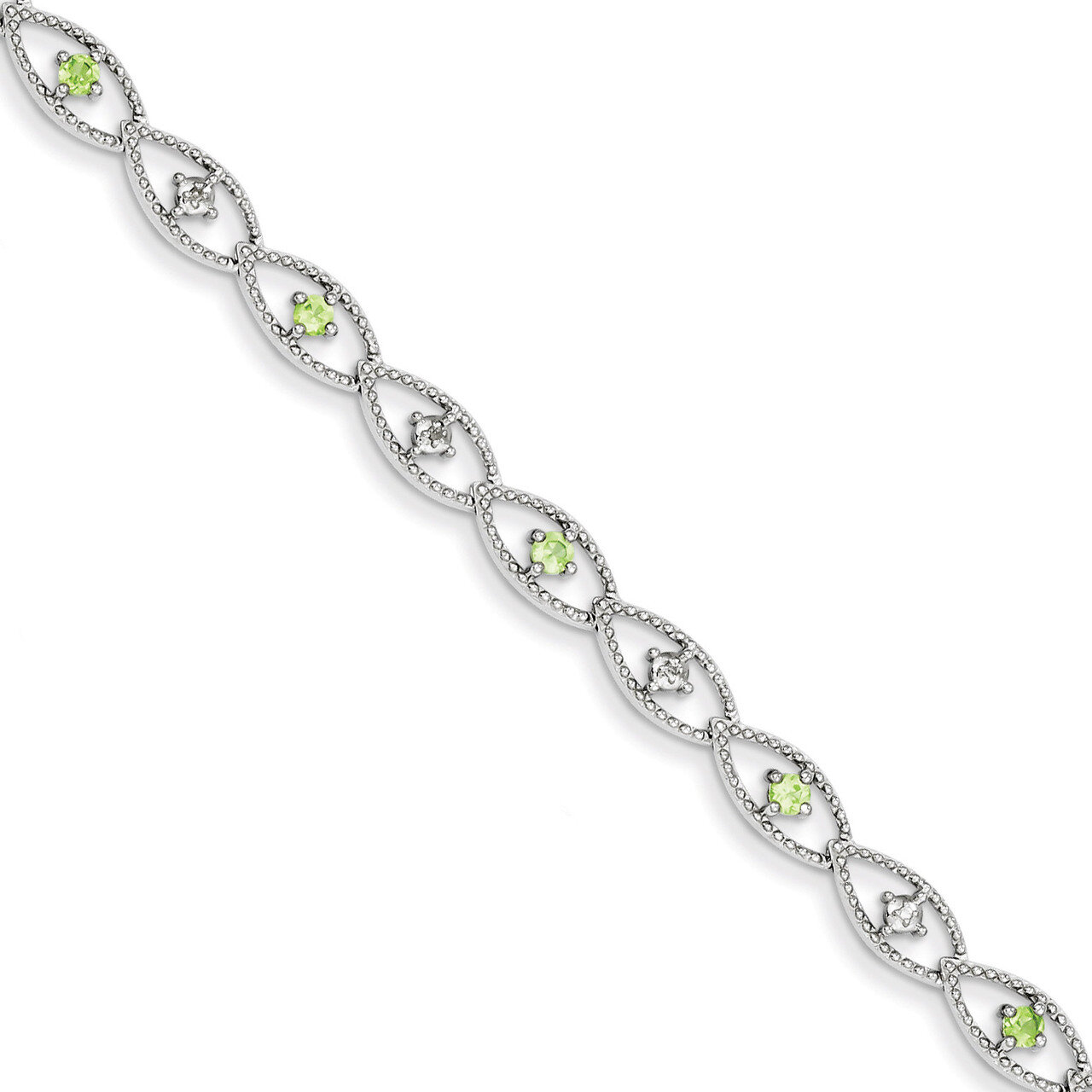 Peridot Diamond Bracelet Sterling Silver QX831PE, MPN: QX831PE, 883957409801