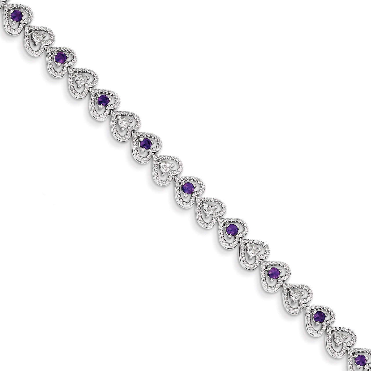 Amethyst Diamond Bracelet Sterling Silver QX832AM, MPN: QX832AM, 883957483450
