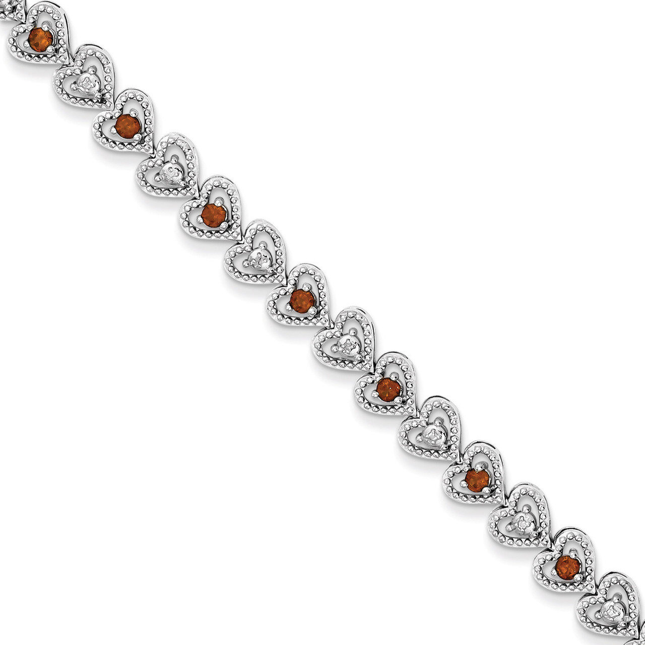 Garnet Diamond Bracelet Sterling Silver QX832GA