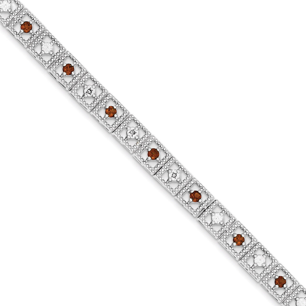 Garnet Diamond Bracelet Sterling Silver QX833GA, MPN: QX833GA, 883957467122