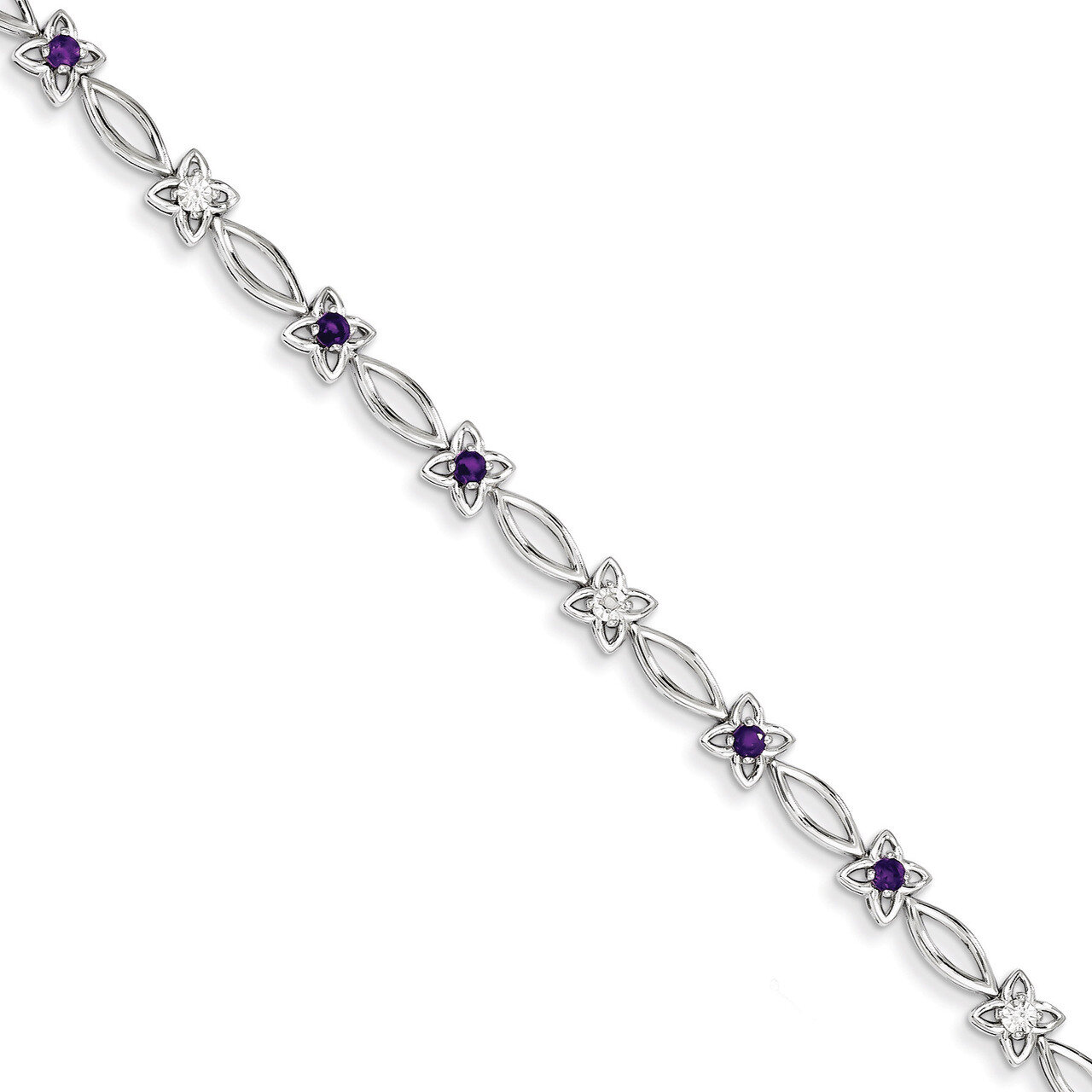 Amethyst &amp; Diamond Bracelet Sterling Silver QX847AM, MPN: QX847AM, 883957368825