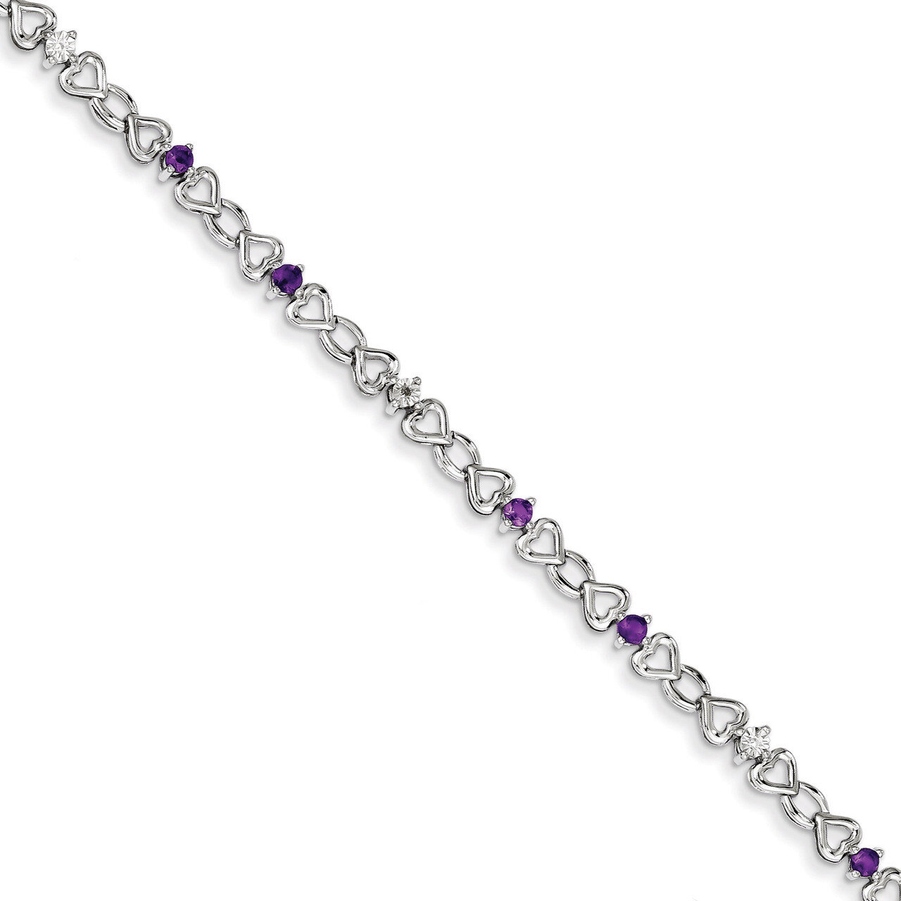 Amethyst &amp; Diamond Bracelet Sterling Silver QX849AM, MPN: QX849AM, 883957368832