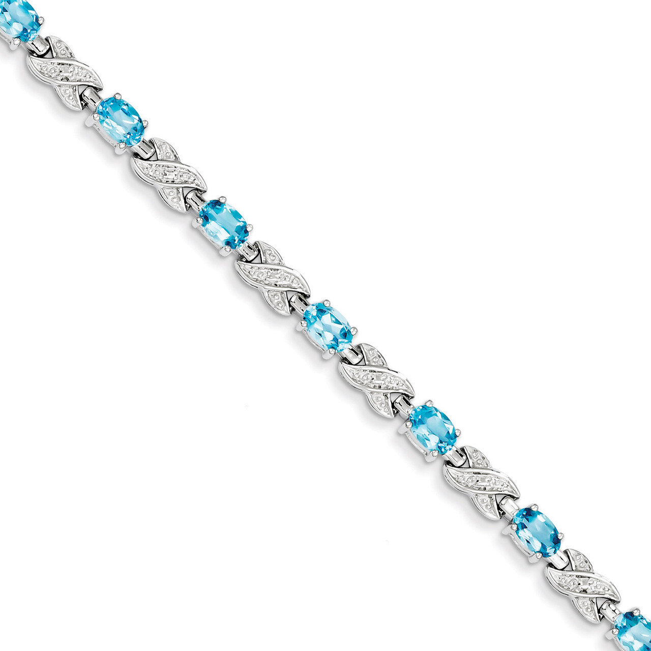 Blue Topaz Bracelet Sterling Silver QX851BT, MPN: QX851BT, 883957467153