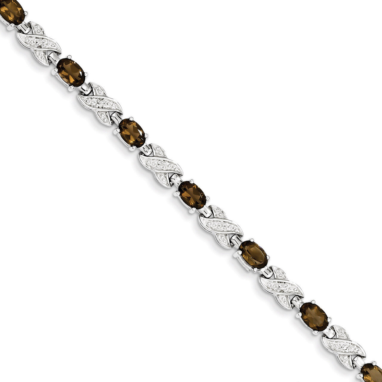 Smokey Quartz Bracelet Sterling Silver QX851SQ, MPN: QX851SQ, 883957681122