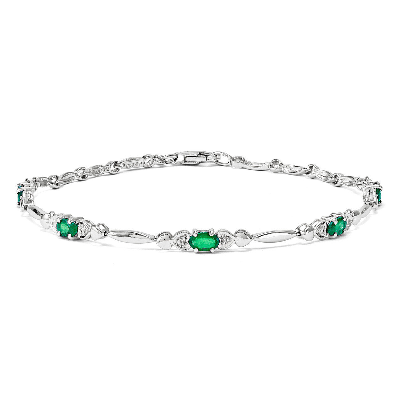 Emerald and Diamond Bracelet Sterling Silver QX852E, MPN: QX852E, 886774647074