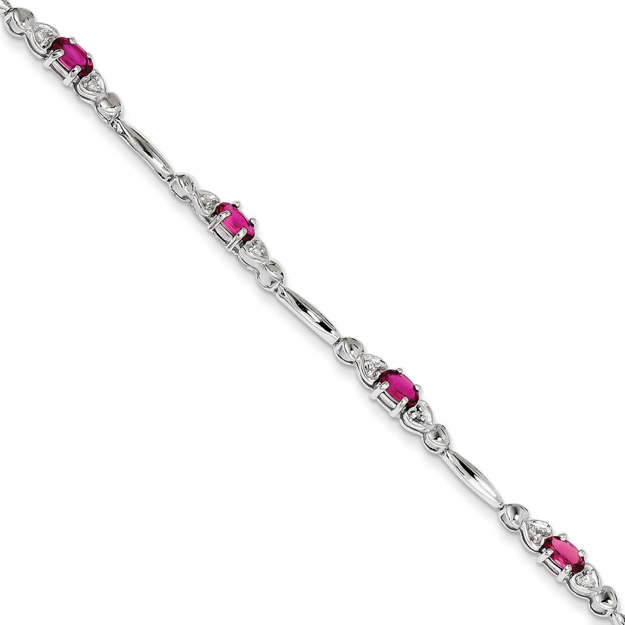 Pink Tourmaline and Diamond Bracelet Sterling Silver QX852PT, MPN: QX852PT, 883957409948
