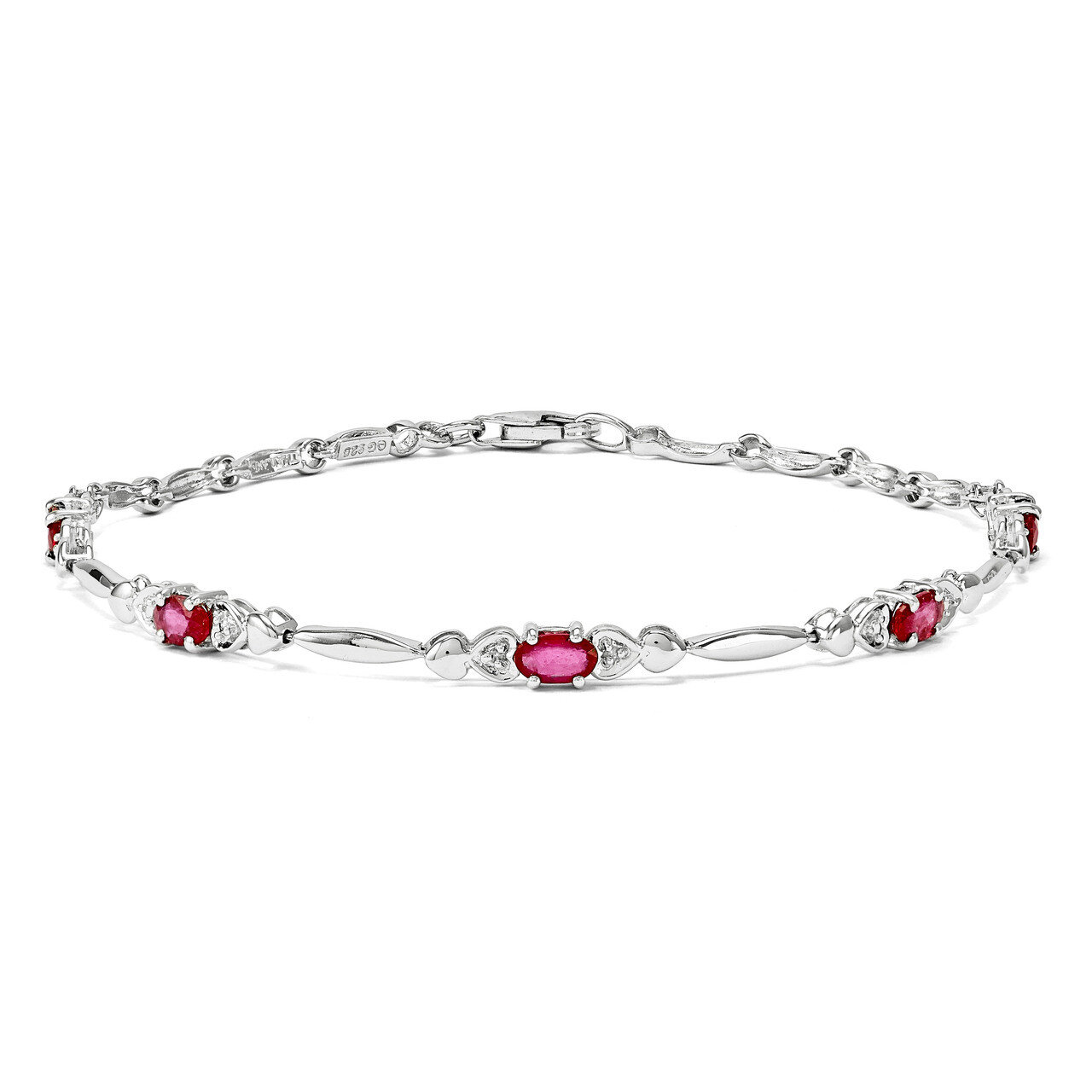 African Ruby and Diamond Bracelet Sterling Silver QX852R, MPN: QX852R, 886774647081