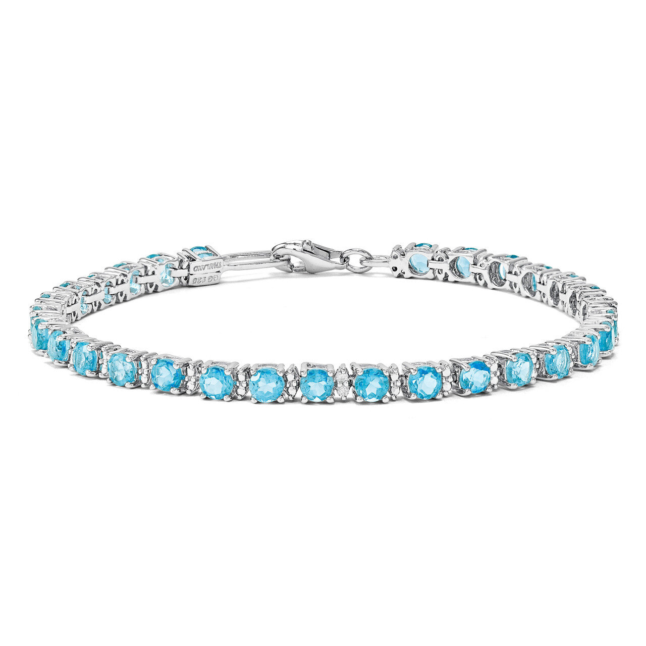 Blue Topaz and Diamond Bracelet Sterling Silver QX853BT, MPN: QX853BT, 886774647692