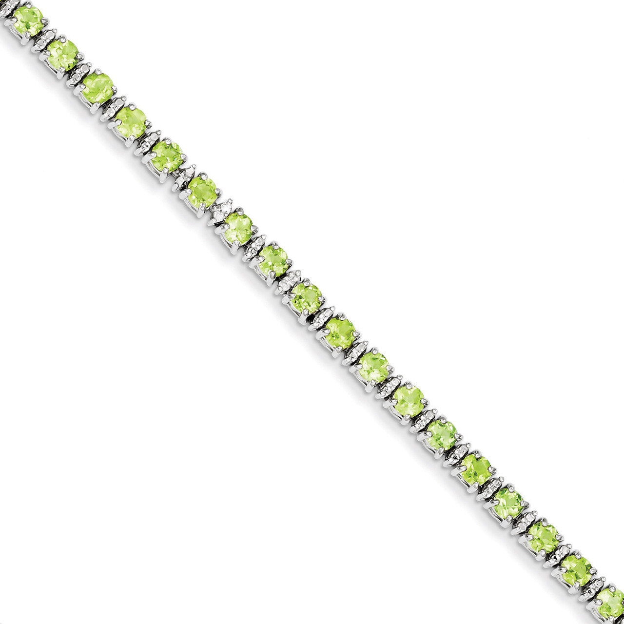 Peridot and Diamond Bracelet Sterling Silver QX853PE, MPN: QX853PE, 883957409955