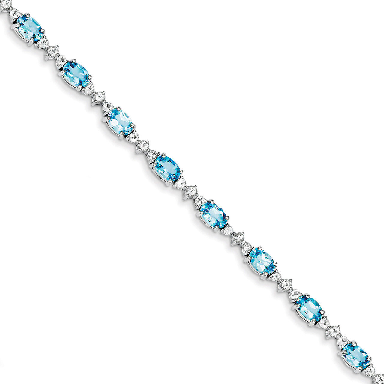 Blue Topaz Bracelet Sterling Silver QX854BT, MPN: QX854BT, 883957483481