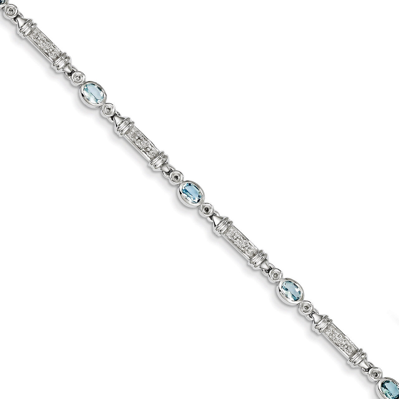 Aquamarine and Diamond Bracelet Sterling Silver QX855AQ, MPN: QX855AQ, 883957441719