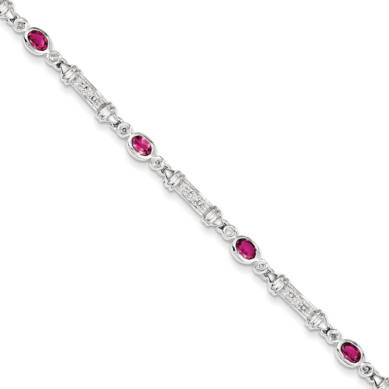 Pink Tourmaline and Diamond Bracelet Sterling Silver QX855PT, MPN: QX855PT, 883957368894